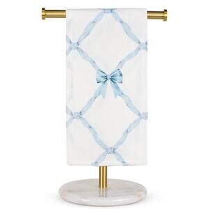 Lillian Bow Cotton Hand Towel White/Blue   20x28